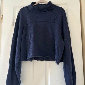 Aerie Cowl Neck Navy Blue Sweatshirt